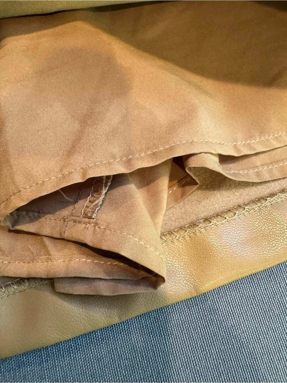 Abercrombie & Fitch Women's Vegan Leather Mini Skirt Fall Camel Tan Size Small
